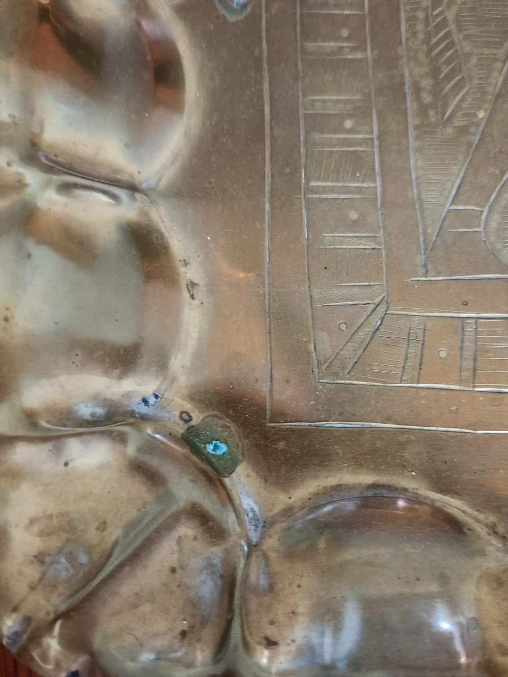 Antique-Style Brass Egyptian Trays - Set Of Two